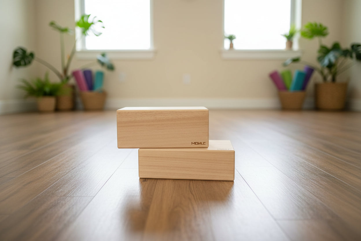 Movalc ®  Bloques de madera para Yoga, Pilates, Ccalistenia o Rehabilitación de 23 x 13 x 7