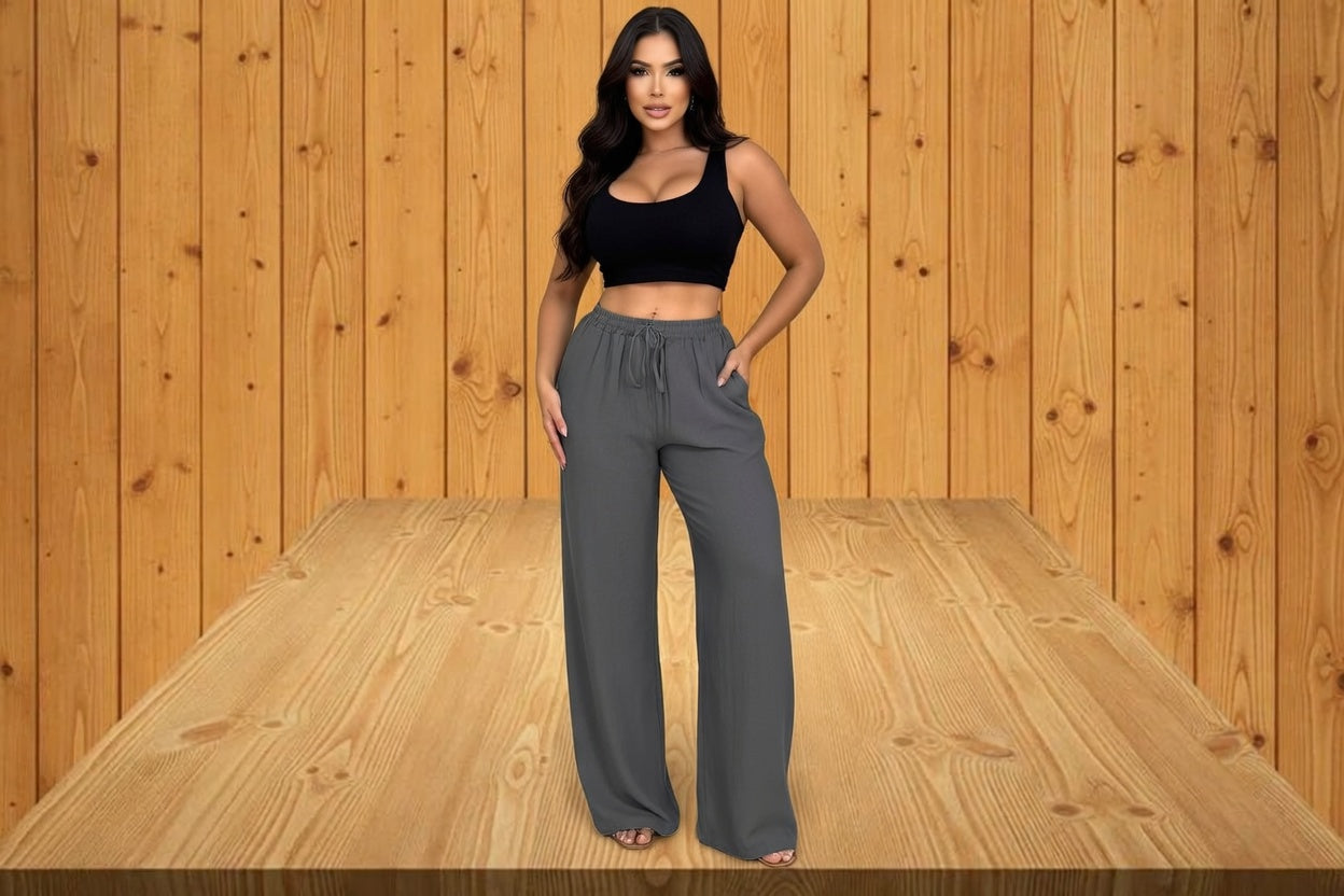 Pantalones de lino y algodón para mujer