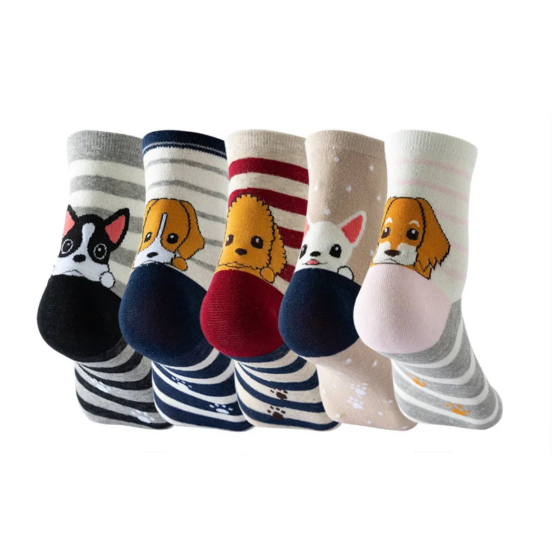 5 pares de calcetines divertidos para mujer, calcetines kawaii lindos 3D de algodón con dibujos animados, cómodos, con estampado de gato, lunares y rayas, estilo casual y moderno coreano. Regalos.