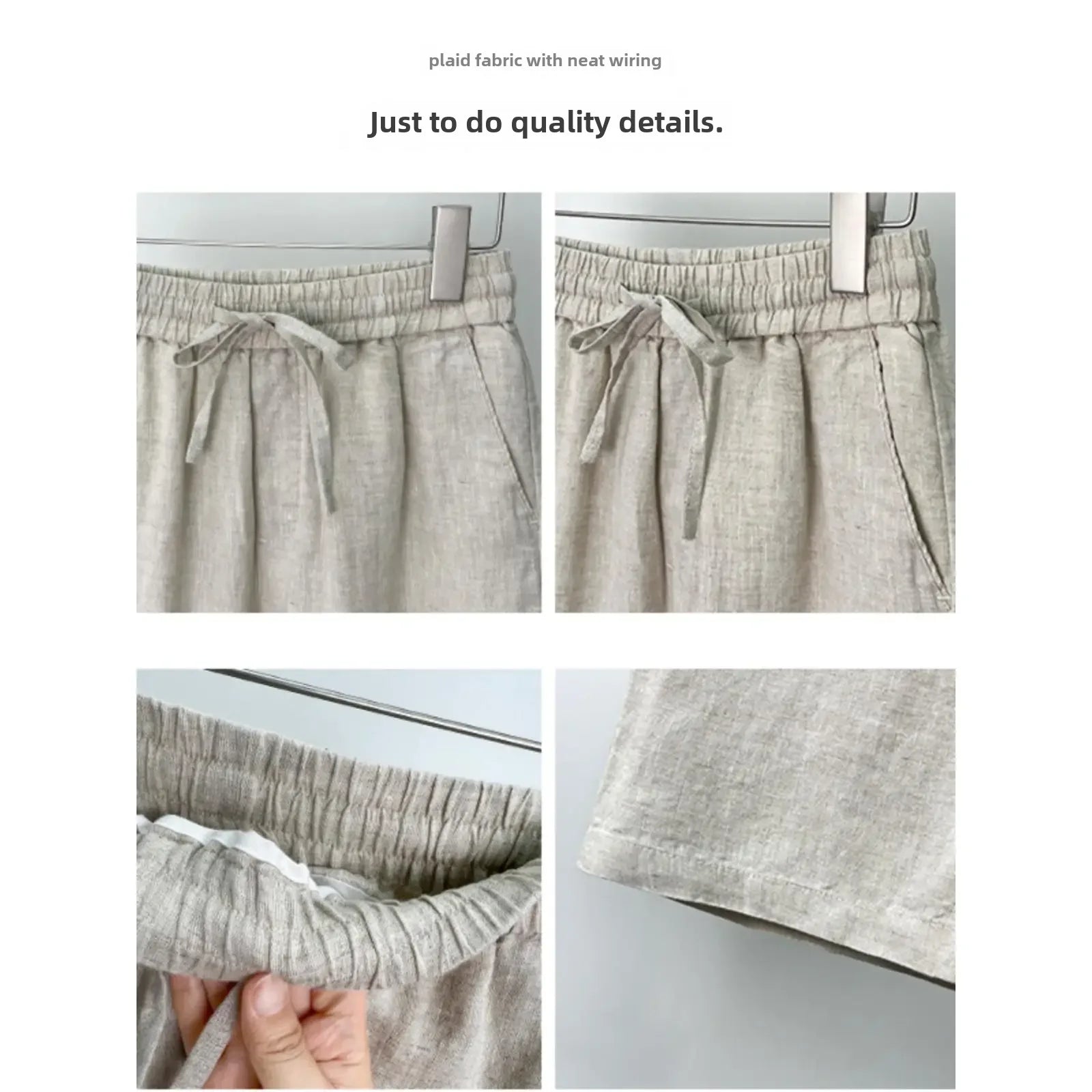 Pantalones de lino puro de alta gama para hombre / holgados, de pierna recta, informales