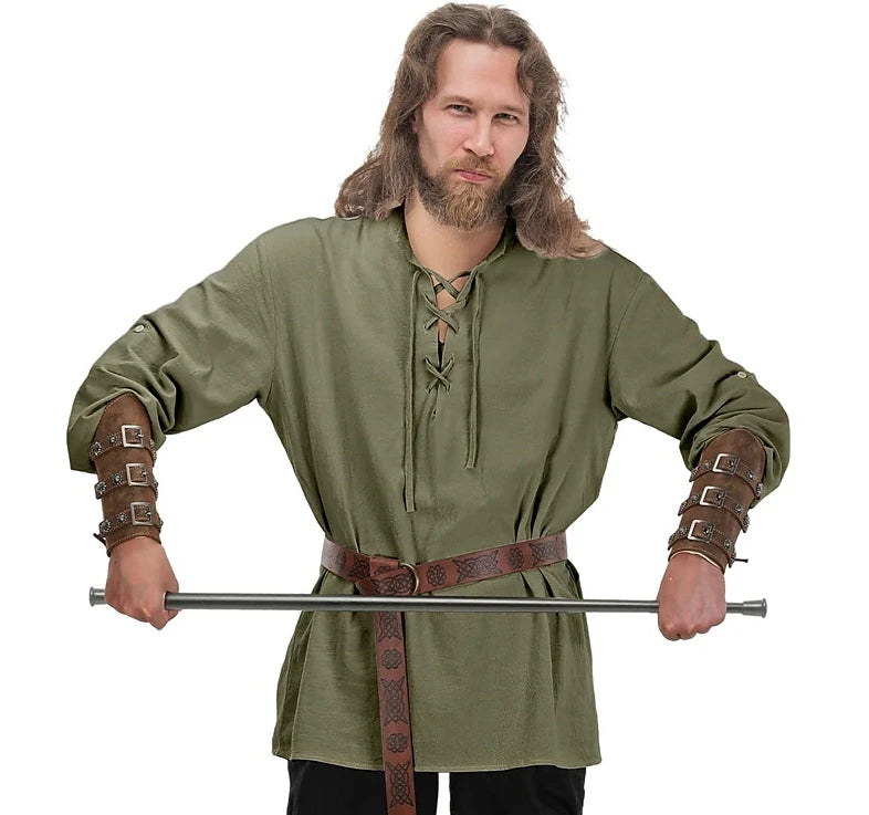 Camisa renacentista para hombre / Estilo medieval, vikingo / Algodón y lino