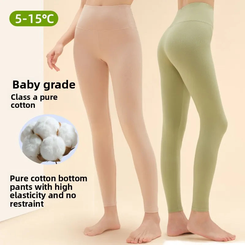 Pantalones de mujer de algodón puro de talle alto, finos, para otoño, ropa interior, pantalones cálidos, estilo estudiantil, nueva llegada, cómodos y transpirables.