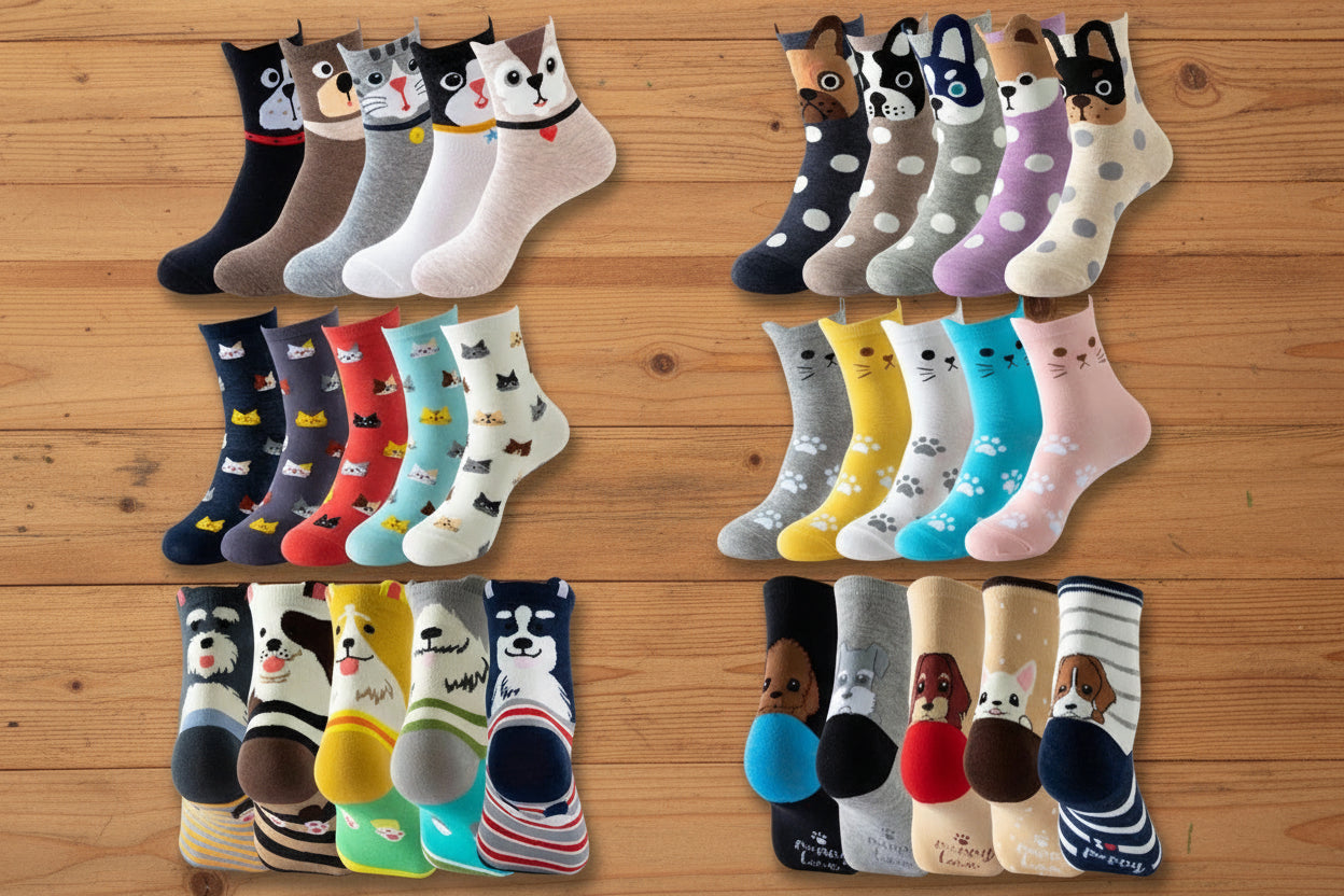 5 pares de calcetines divertidos para mujer, calcetines kawaii lindos 3D de algodón con dibujos animados, cómodos, con estampado de gato, lunares y rayas, estilo casual y moderno coreano. Regalos.