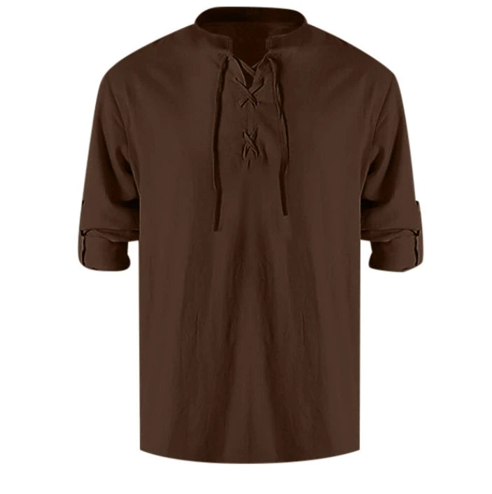 Camisa renacentista para hombre / Estilo medieval, vikingo / Algodón y lino