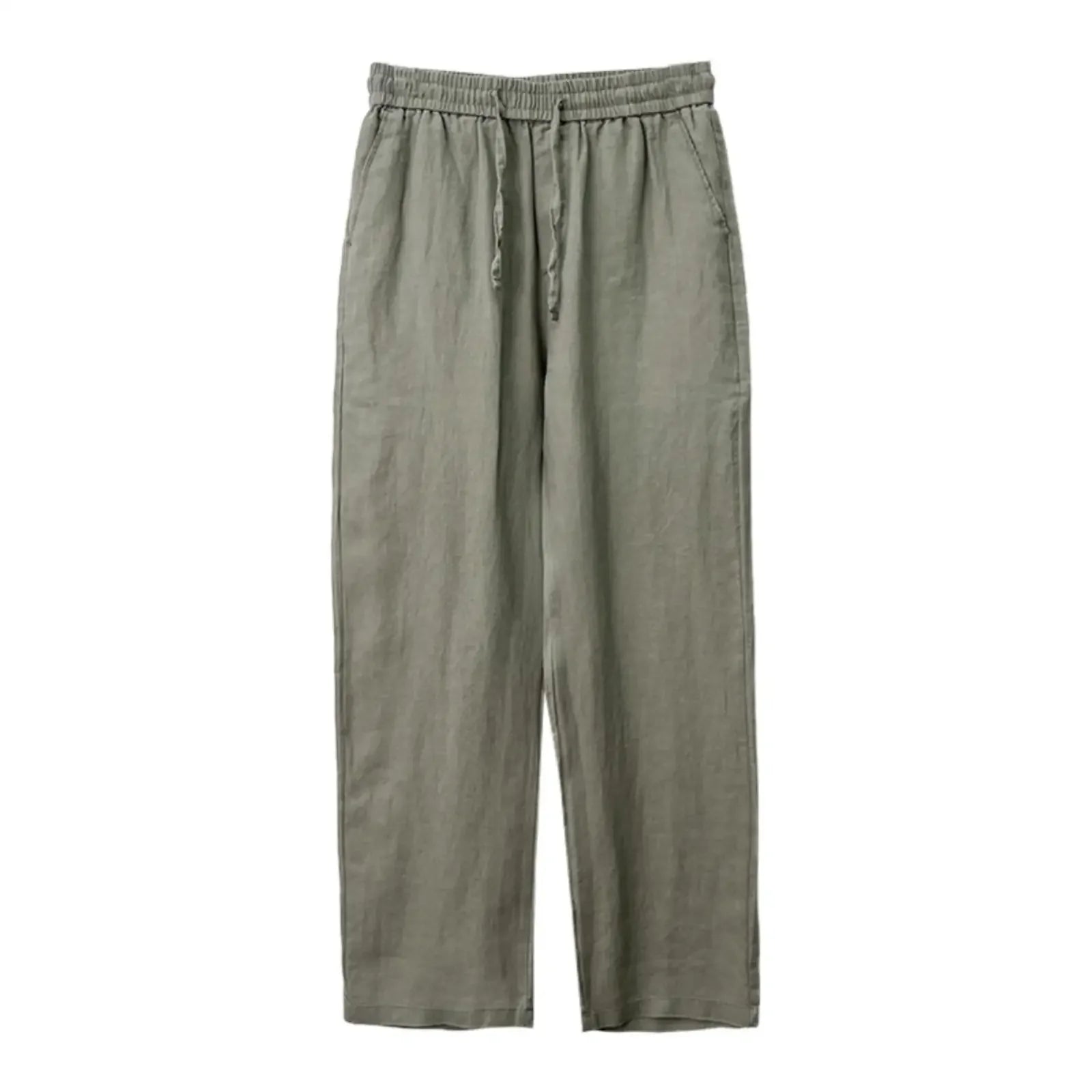 Pantalones de lino puro de alta gama para hombre / holgados, de pierna recta, informales