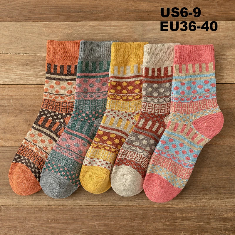 5 Pares Medias de Otoño Mujer