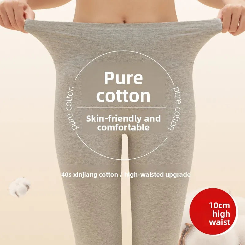 Pantalones de mujer de algodón puro de talle alto, finos, para otoño, ropa interior, pantalones cálidos, estilo estudiantil, nueva llegada, cómodos y transpirables.